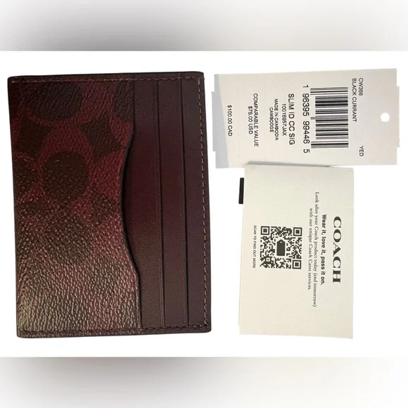 Coach Black currant slim ID CC Card Holder NWT - Picture 4 of 5
